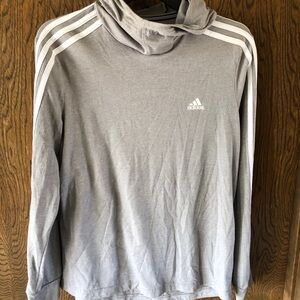 Adidas Gray Hoodie with White Stripes